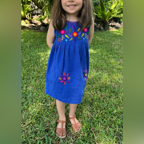 Girls’ Hand-Embroidered Cotton Sundress White Size 4 - Picture 7 of 7